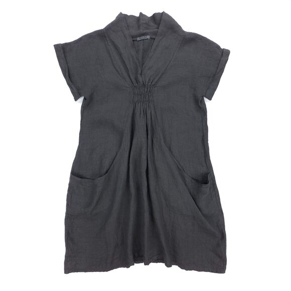 MEO MELI 100% Linen Italian Tunic Dress Lagenlook Boho Old Money Quiet Luxury - Picture 1 of 7